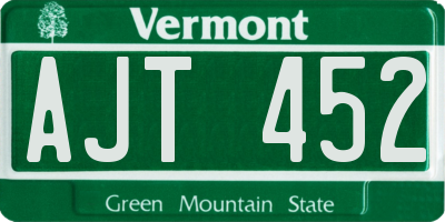 VT license plate AJT452