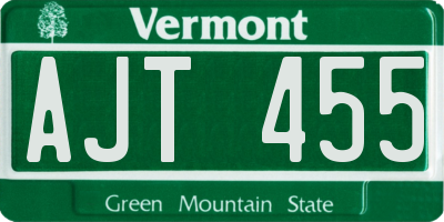 VT license plate AJT455