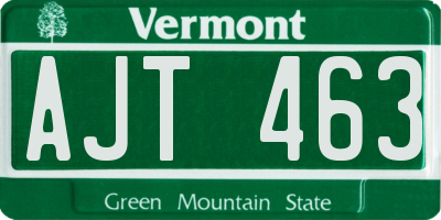 VT license plate AJT463