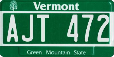 VT license plate AJT472