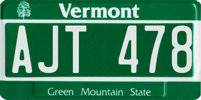 VT license plate AJT478