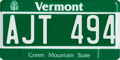 VT license plate AJT494