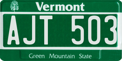 VT license plate AJT503