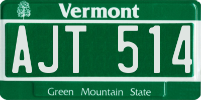 VT license plate AJT514