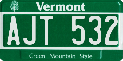 VT license plate AJT532