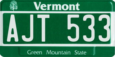 VT license plate AJT533