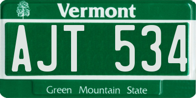 VT license plate AJT534