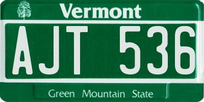 VT license plate AJT536
