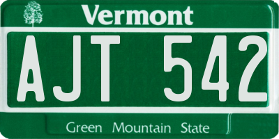 VT license plate AJT542