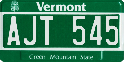 VT license plate AJT545
