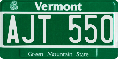 VT license plate AJT550
