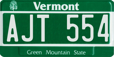 VT license plate AJT554
