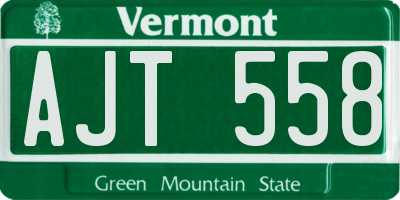 VT license plate AJT558