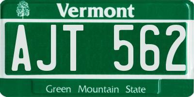 VT license plate AJT562