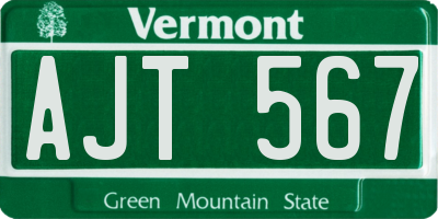 VT license plate AJT567