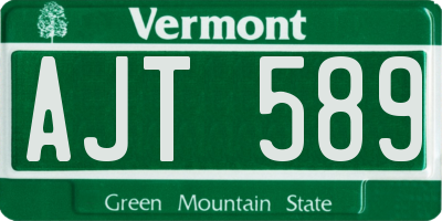 VT license plate AJT589