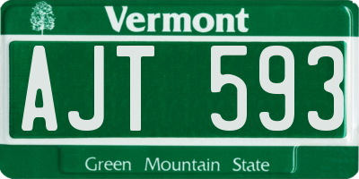 VT license plate AJT593