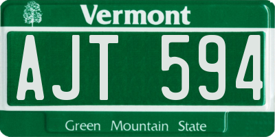 VT license plate AJT594