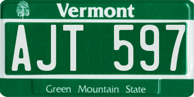 VT license plate AJT597