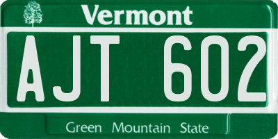 VT license plate AJT602