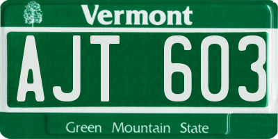VT license plate AJT603