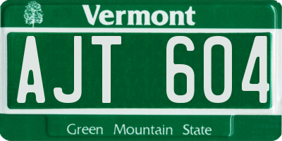 VT license plate AJT604
