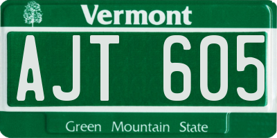 VT license plate AJT605
