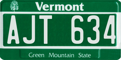 VT license plate AJT634