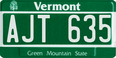 VT license plate AJT635