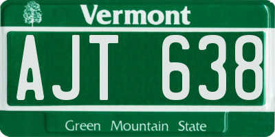 VT license plate AJT638