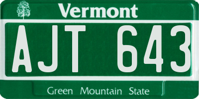 VT license plate AJT643