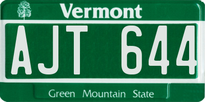 VT license plate AJT644