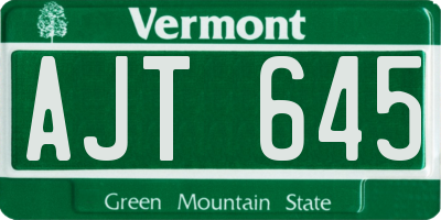 VT license plate AJT645