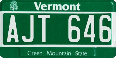 VT license plate AJT646