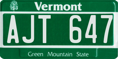 VT license plate AJT647