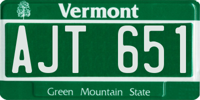 VT license plate AJT651