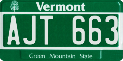 VT license plate AJT663