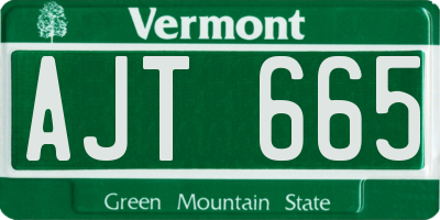 VT license plate AJT665