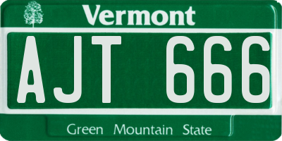 VT license plate AJT666