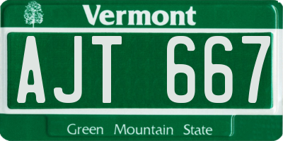 VT license plate AJT667