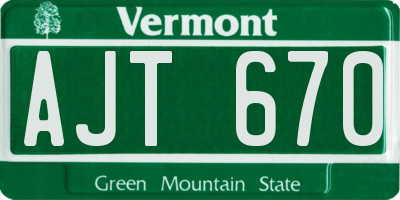 VT license plate AJT670