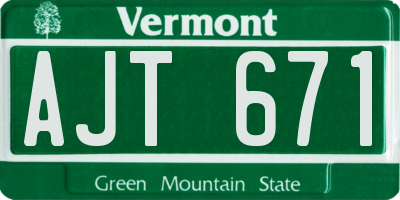 VT license plate AJT671