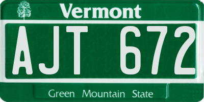 VT license plate AJT672