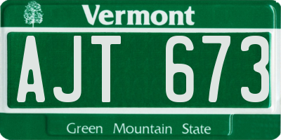 VT license plate AJT673
