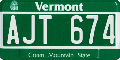 VT license plate AJT674