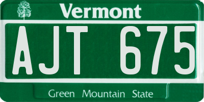 VT license plate AJT675