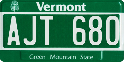 VT license plate AJT680