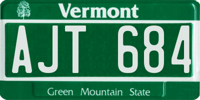 VT license plate AJT684