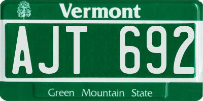 VT license plate AJT692