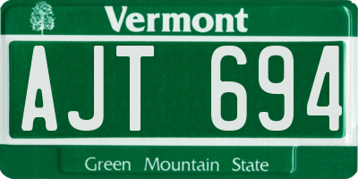 VT license plate AJT694